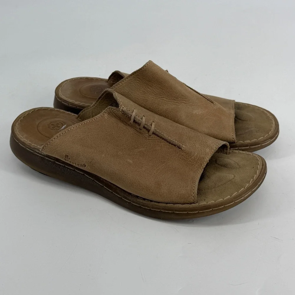 Dr Martens 8B04 Tan Leather Slide Sandals Mens 8 Womens 9 Mules‎ AirWair